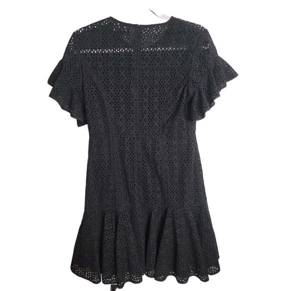 Needle & Thread Black Ruffle Eyelet Dress Broderie Size US 6 Spring Summer - Picture 5 of 12